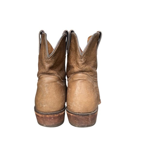 Vintage Frye White Label Tan Leather Western Cowgirl Ankle Boots Size 9 - Picture 10 of 12